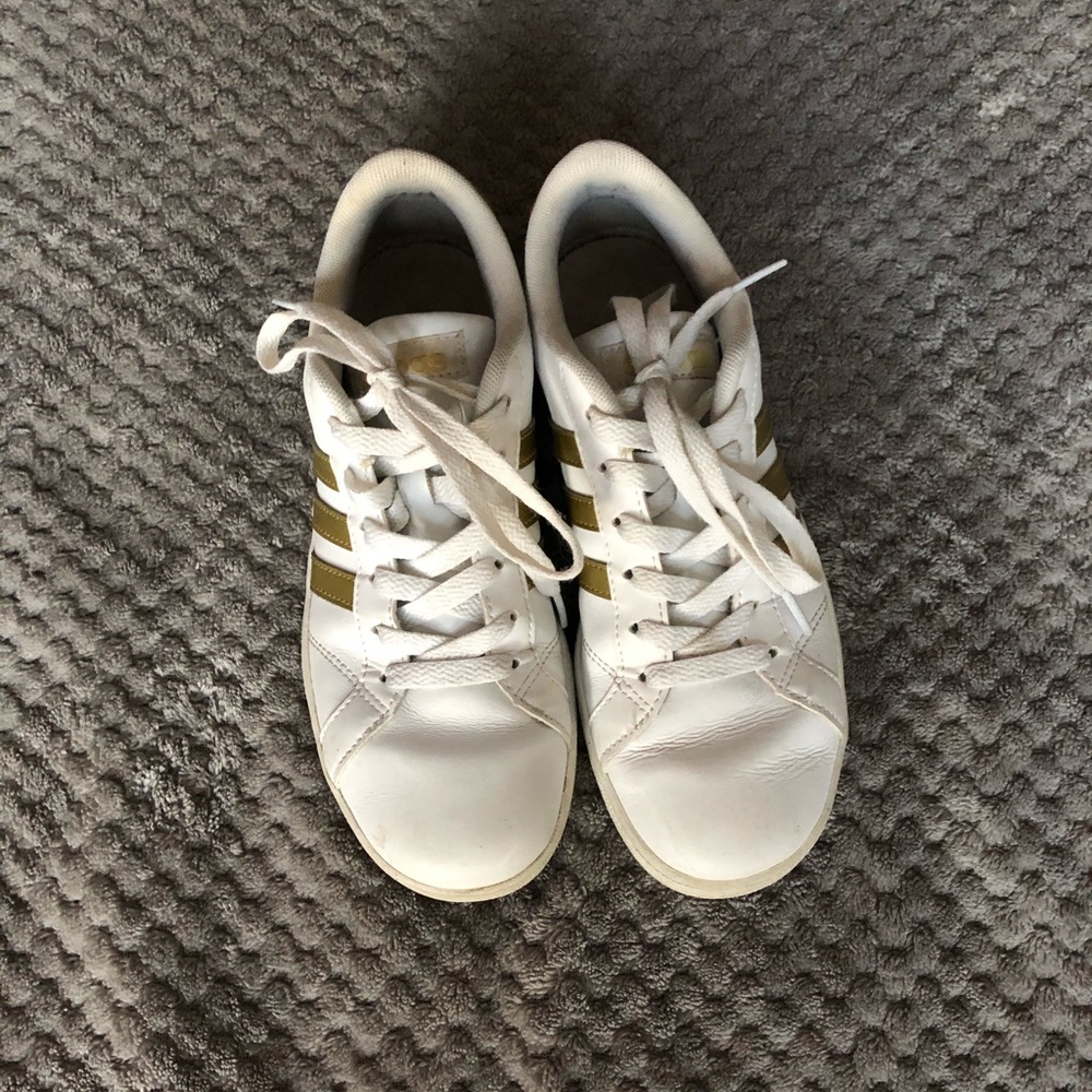 Gold Adidas shoes